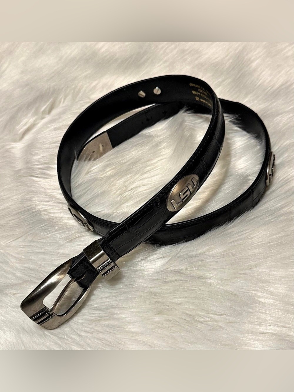 ZEP-PRO LSU Tigers Crocodile Embossed Leather Croc Belt